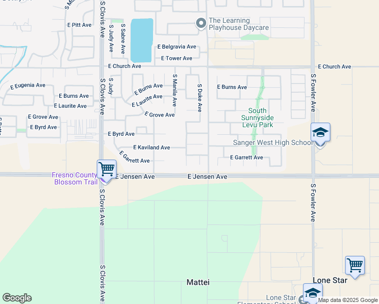 map of restaurants, bars, coffee shops, grocery stores, and more near 5762 East Kaviland Avenue in Fresno