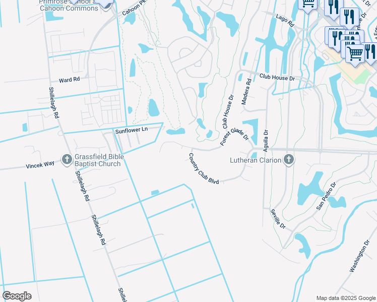 map of restaurants, bars, coffee shops, grocery stores, and more near 945 Country Club Boulevard in Chesapeake
