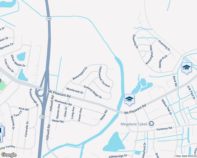 map of restaurants, bars, coffee shops, grocery stores, and more near 449 Bridgefield Boulevard in Chesapeake