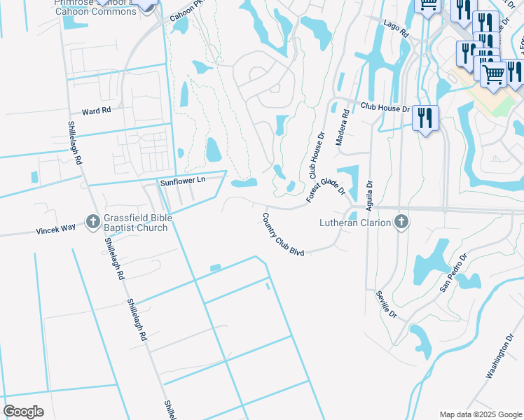 map of restaurants, bars, coffee shops, grocery stores, and more near 945 Country Club Boulevard in Chesapeake
