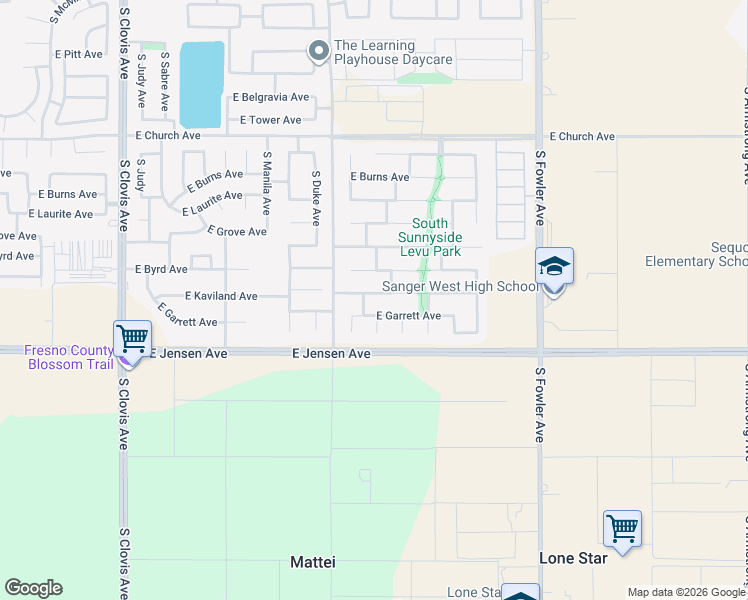 map of restaurants, bars, coffee shops, grocery stores, and more near 5831 East Kaviland Avenue in Fresno