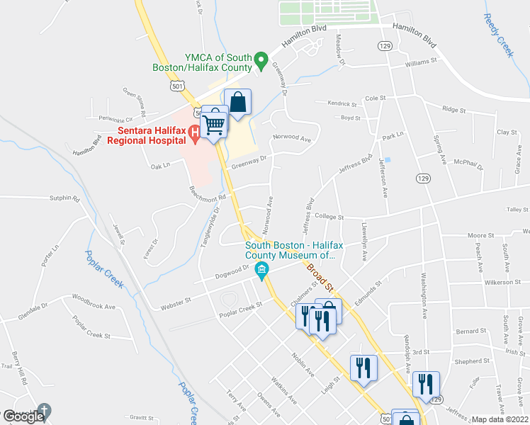 map of restaurants, bars, coffee shops, grocery stores, and more near 1734 Norwood Avenue in South Boston