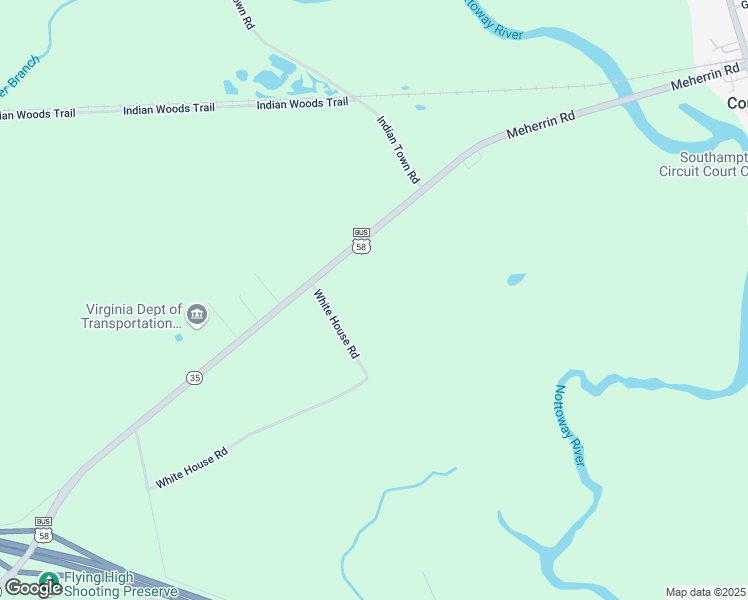 map of restaurants, bars, coffee shops, grocery stores, and more near 22473 Meherrin Road in Courtland