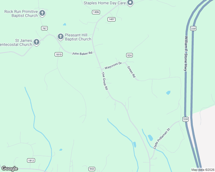 map of restaurants, bars, coffee shops, grocery stores, and more near The Great Road in Fieldale
