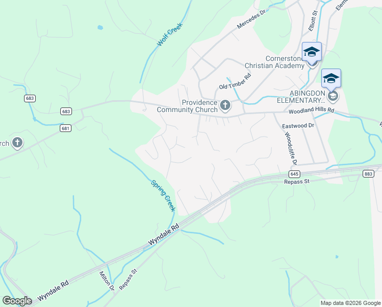 map of restaurants, bars, coffee shops, grocery stores, and more near 14253 Lariat Loop in Abingdon