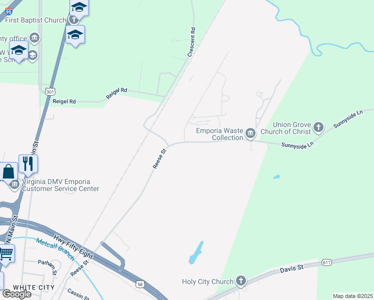 map of restaurants, bars, coffee shops, grocery stores, and more near 1804 Sunnyside Road in Emporia