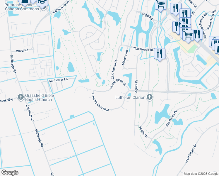 map of restaurants, bars, coffee shops, grocery stores, and more near 724 Forest Glade Drive in Chesapeake