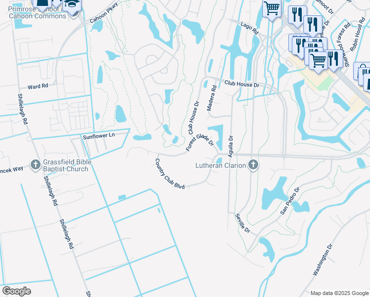 map of restaurants, bars, coffee shops, grocery stores, and more near 724 Forest Glade Drive in Chesapeake