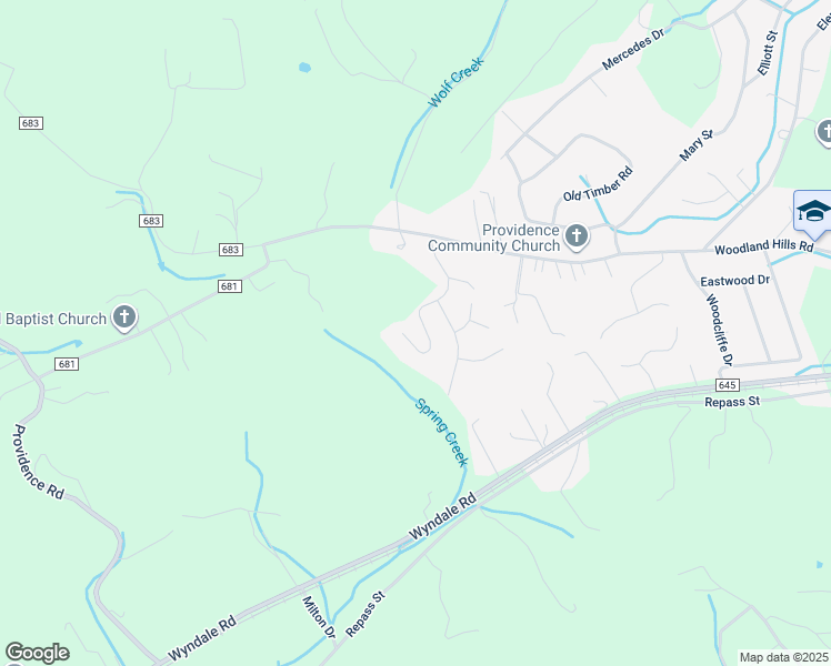 map of restaurants, bars, coffee shops, grocery stores, and more near 16735-16775 Chase Lane in Abingdon