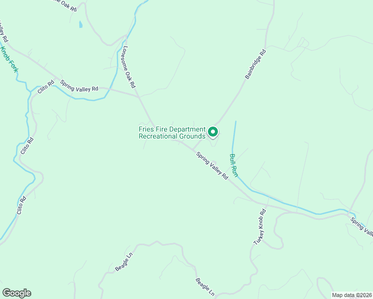 map of restaurants, bars, coffee shops, grocery stores, and more near 9450 Spring Valley Road in Fries