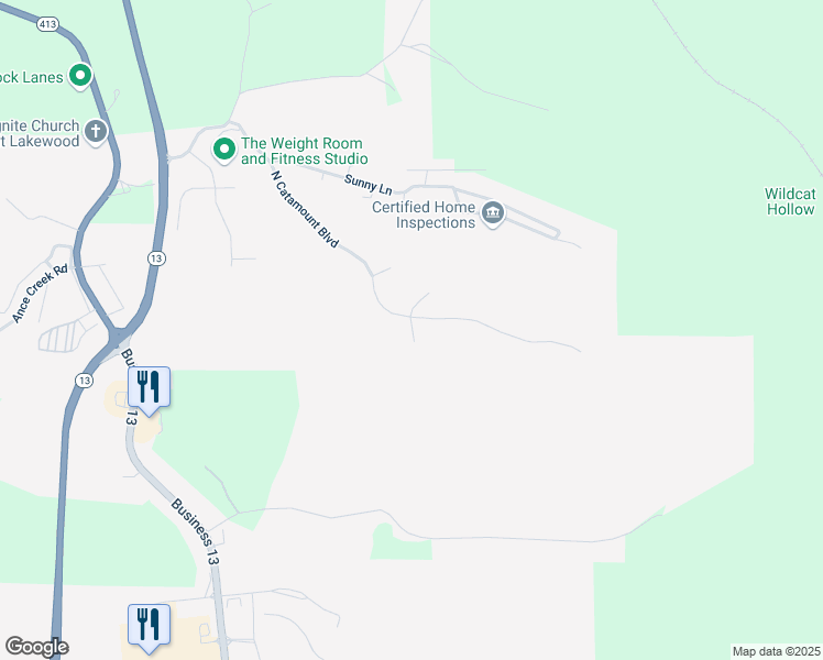 map of restaurants, bars, coffee shops, grocery stores, and more near 301 Dogwood Lane in Branson West