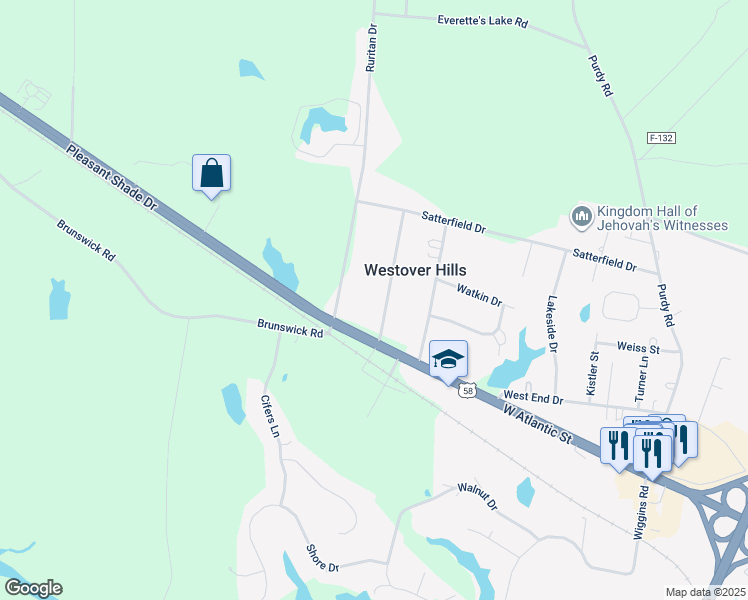 map of restaurants, bars, coffee shops, grocery stores, and more near 601 Westover Drive in Emporia