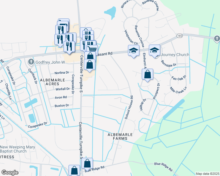 map of restaurants, bars, coffee shops, grocery stores, and more near 436 Slate Street in Chesapeake