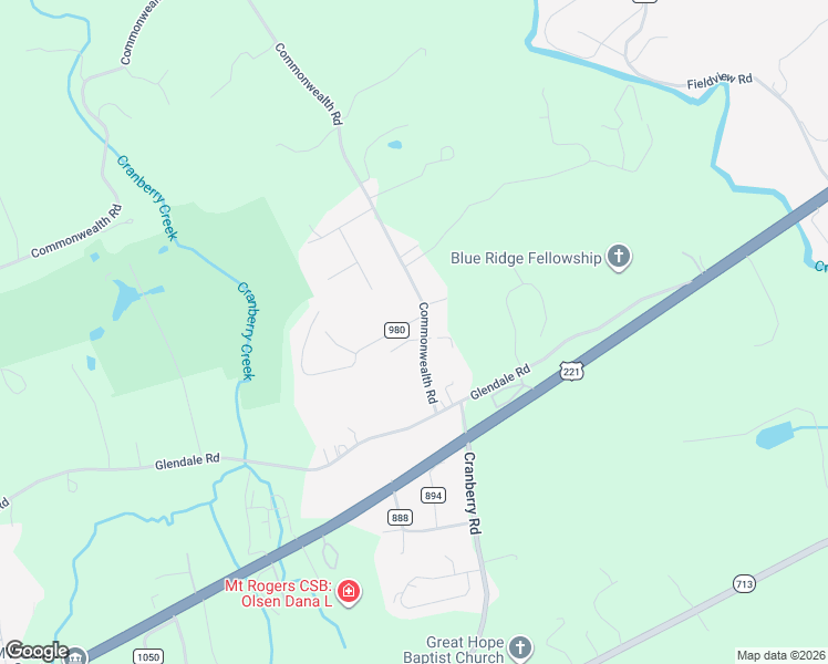 map of restaurants, bars, coffee shops, grocery stores, and more near 283 Commonwealth Road in Galax