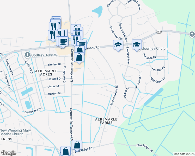 map of restaurants, bars, coffee shops, grocery stores, and more near 436 Slate Street in Chesapeake