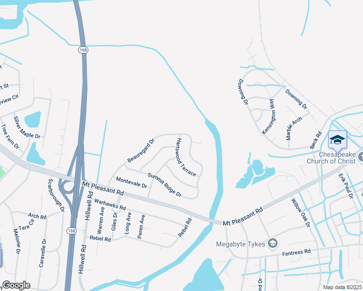 map of restaurants, bars, coffee shops, grocery stores, and more near 501 Beauregard Drive in Chesapeake