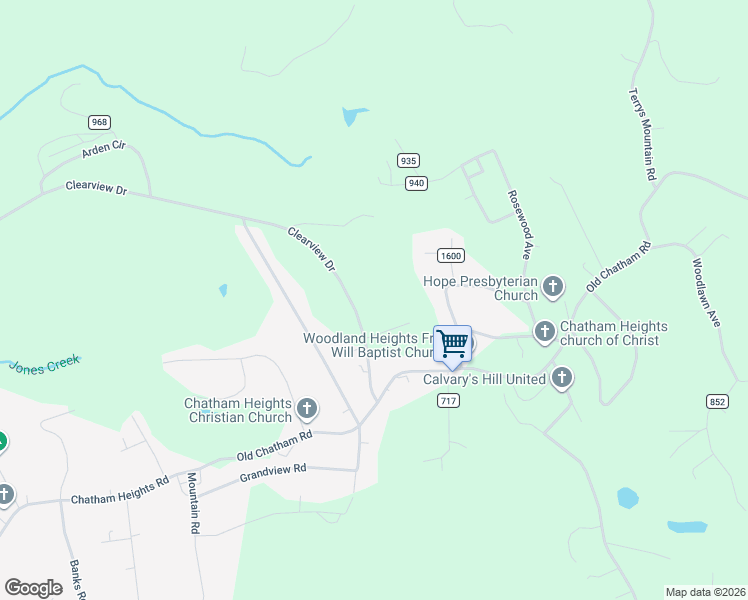 map of restaurants, bars, coffee shops, grocery stores, and more near 2169 Clearview Drive in Martinsville