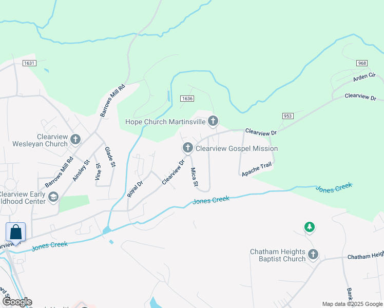 map of restaurants, bars, coffee shops, grocery stores, and more near 2-198 Clearfield Rd in Martinsville