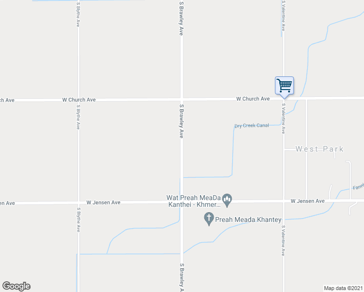 map of restaurants, bars, coffee shops, grocery stores, and more near 1605 S Brawley Ave in Fresno
