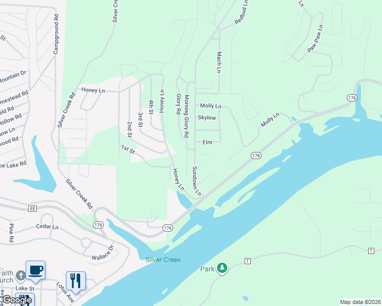 map of restaurants, bars, coffee shops, grocery stores, and more near 337 Road 160-80 in Forsyth