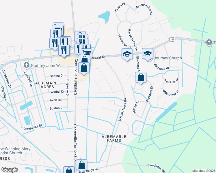 map of restaurants, bars, coffee shops, grocery stores, and more near 436 Slate Street in Chesapeake