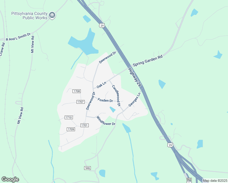 map of restaurants, bars, coffee shops, grocery stores, and more near 130 Candlewood Drive in Blairs