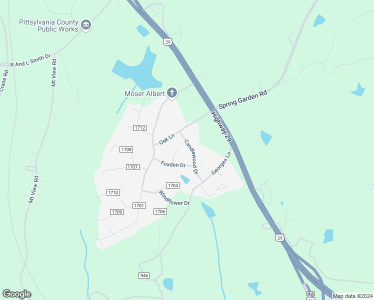 map of restaurants, bars, coffee shops, grocery stores, and more near 130 Candlewood Drive in Blairs