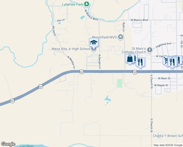 map of restaurants, bars, coffee shops, grocery stores, and more near 100-230 Ferrari Ranch Road in Bloomfield
