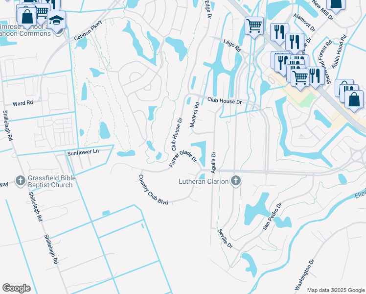 map of restaurants, bars, coffee shops, grocery stores, and more near 712 Forest Glade Drive in Chesapeake
