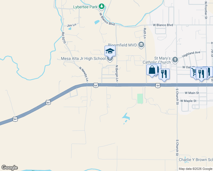 map of restaurants, bars, coffee shops, grocery stores, and more near 100 Ferrari Ranch Road in Bloomfield