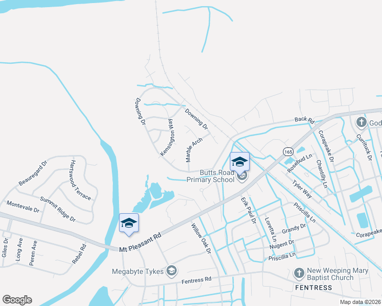 map of restaurants, bars, coffee shops, grocery stores, and more near 912 Marble Arch in Chesapeake