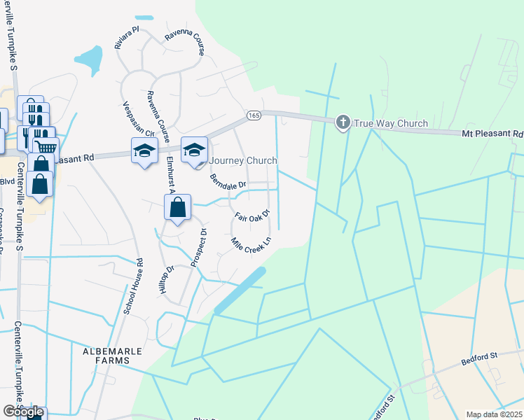 map of restaurants, bars, coffee shops, grocery stores, and more near 529 Fair Oak Dr in Chesapeake