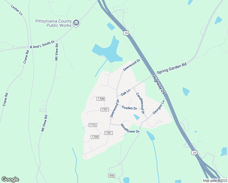 map of restaurants, bars, coffee shops, grocery stores, and more near 302 Deerwood Drive in Blairs