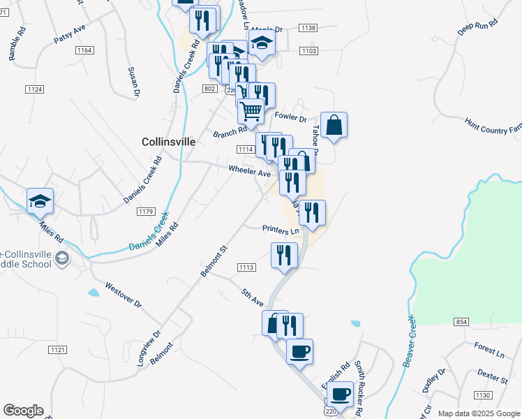 map of restaurants, bars, coffee shops, grocery stores, and more near 41 Wheeler Avenue in Collinsville