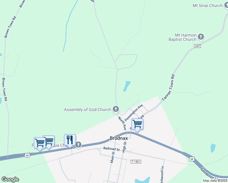 map of restaurants, bars, coffee shops, grocery stores, and more near 378-454 North Avenue in Brodnax
