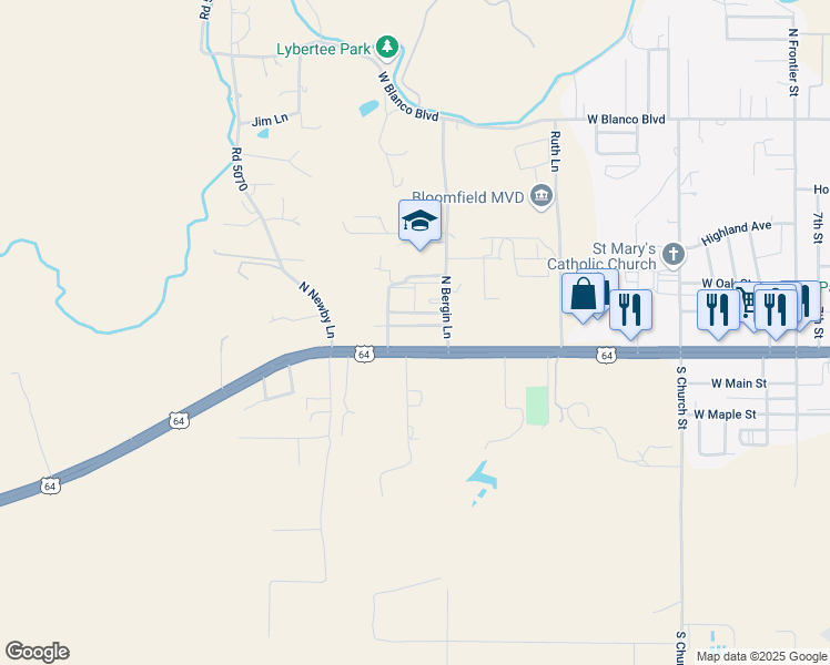 map of restaurants, bars, coffee shops, grocery stores, and more near 2104 West Joy Lynn Street in Bloomfield