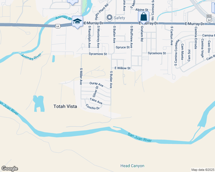 map of restaurants, bars, coffee shops, grocery stores, and more near 1603 South Butler Avenue in Farmington