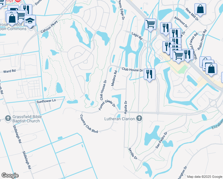 map of restaurants, bars, coffee shops, grocery stores, and more near 1300 Arce Court in Chesapeake