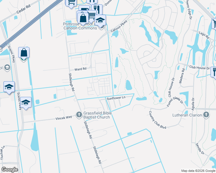 map of restaurants, bars, coffee shops, grocery stores, and more near Trade Wind Place in Chesapeake