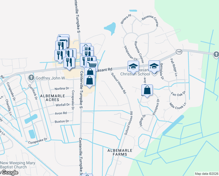 map of restaurants, bars, coffee shops, grocery stores, and more near 408 Slate Street in Chesapeake