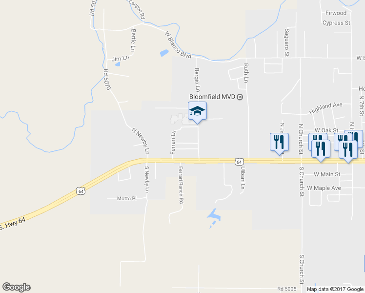 map of restaurants, bars, coffee shops, grocery stores, and more near 2104 W Joy Lynn St in Bloomfield