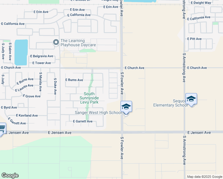 map of restaurants, bars, coffee shops, grocery stores, and more near 5960 East Via PECCIO Drive in Fresno