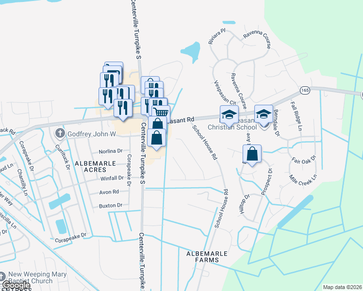 map of restaurants, bars, coffee shops, grocery stores, and more near 408 Slate Street in Chesapeake
