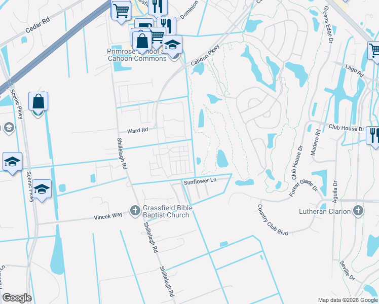 map of restaurants, bars, coffee shops, grocery stores, and more near Trade Wind Place in Chesapeake