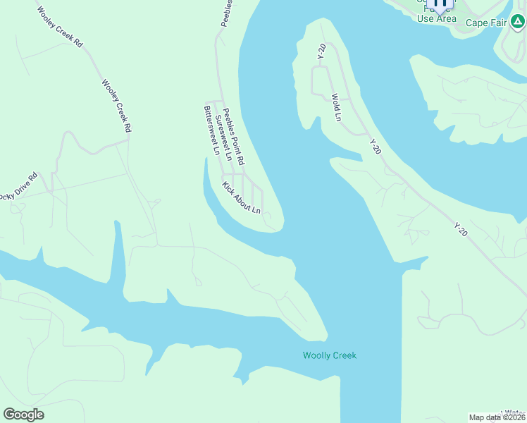map of restaurants, bars, coffee shops, grocery stores, and more near 1501-1599 Peebles Point Road in Cape Fair