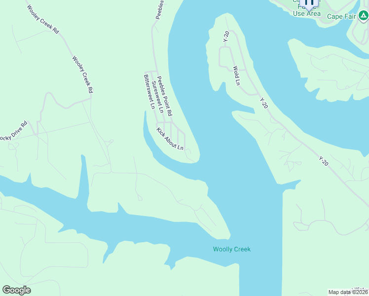 map of restaurants, bars, coffee shops, grocery stores, and more near 1501 Peebles Point Road in Cape Fair