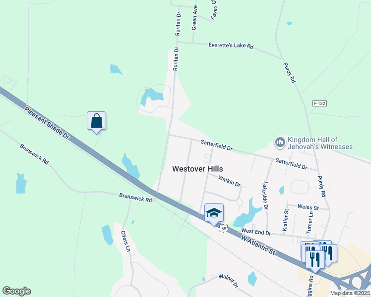 map of restaurants, bars, coffee shops, grocery stores, and more near 709 Westover Drive in Emporia