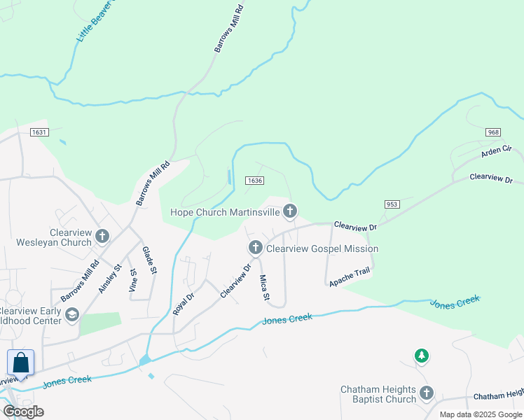 map of restaurants, bars, coffee shops, grocery stores, and more near Wellington Road in Martinsville