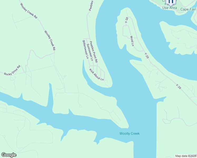 map of restaurants, bars, coffee shops, grocery stores, and more near 214 Kick About Lane in Cape Fair