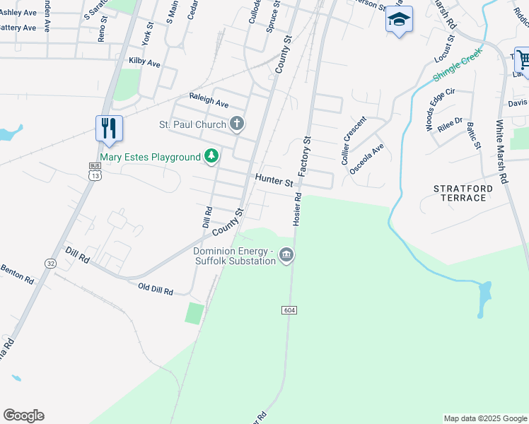 map of restaurants, bars, coffee shops, grocery stores, and more near 750 Oxford Street in Suffolk